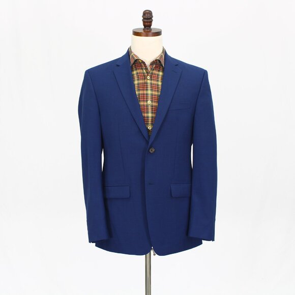 Crown & Ivy 40R Blue Blazer Sport Coat Jacket 2-Button Solid T876
